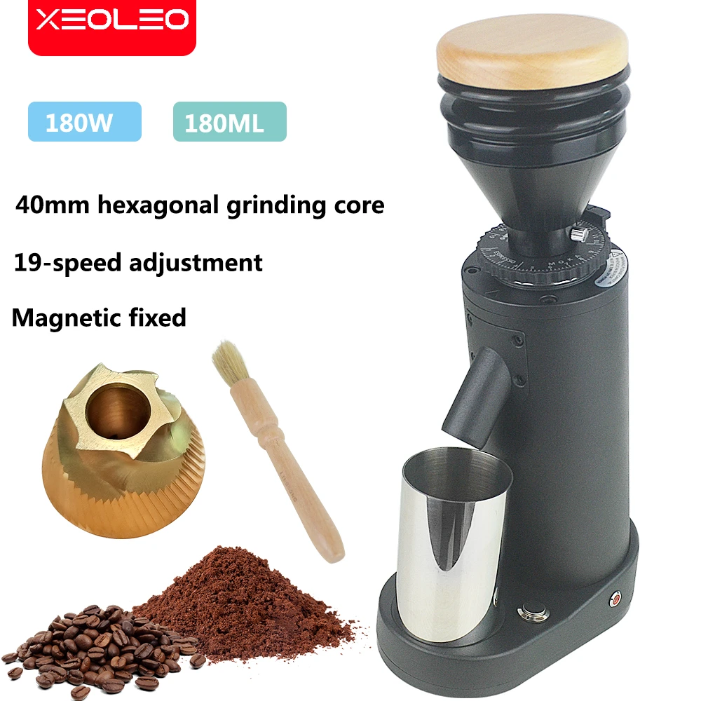 XEOLEO Electric Coffee grinder 40mm Conical burr grinder blow hopper
