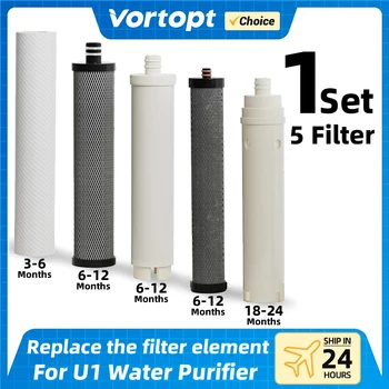 Vortopt เปลี่ยนตลับกรองชุด PP/CTO/GAC/PGA/UF 1 ชุด 5 ชิ้นสําหรับ U1 ห้องครัวระบบกรอง 1