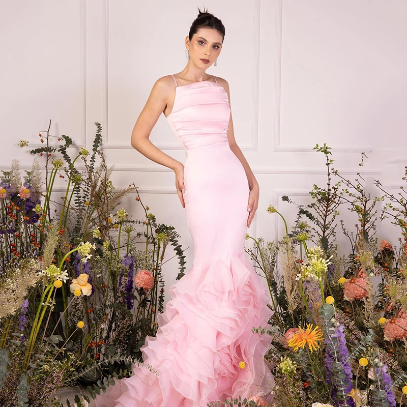 

Thinyfull пикантные вечерние платья-русалки для выпускного вечера на тонких бретельках с оборками вечернее коктейльное платье для выпускного вечера Индивидуальный размер