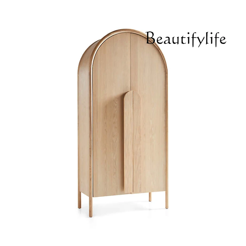 

Nordic Minimalist Double-Door Closet B & B Wood Color Locker Black Arch Cabinet Wardrobe