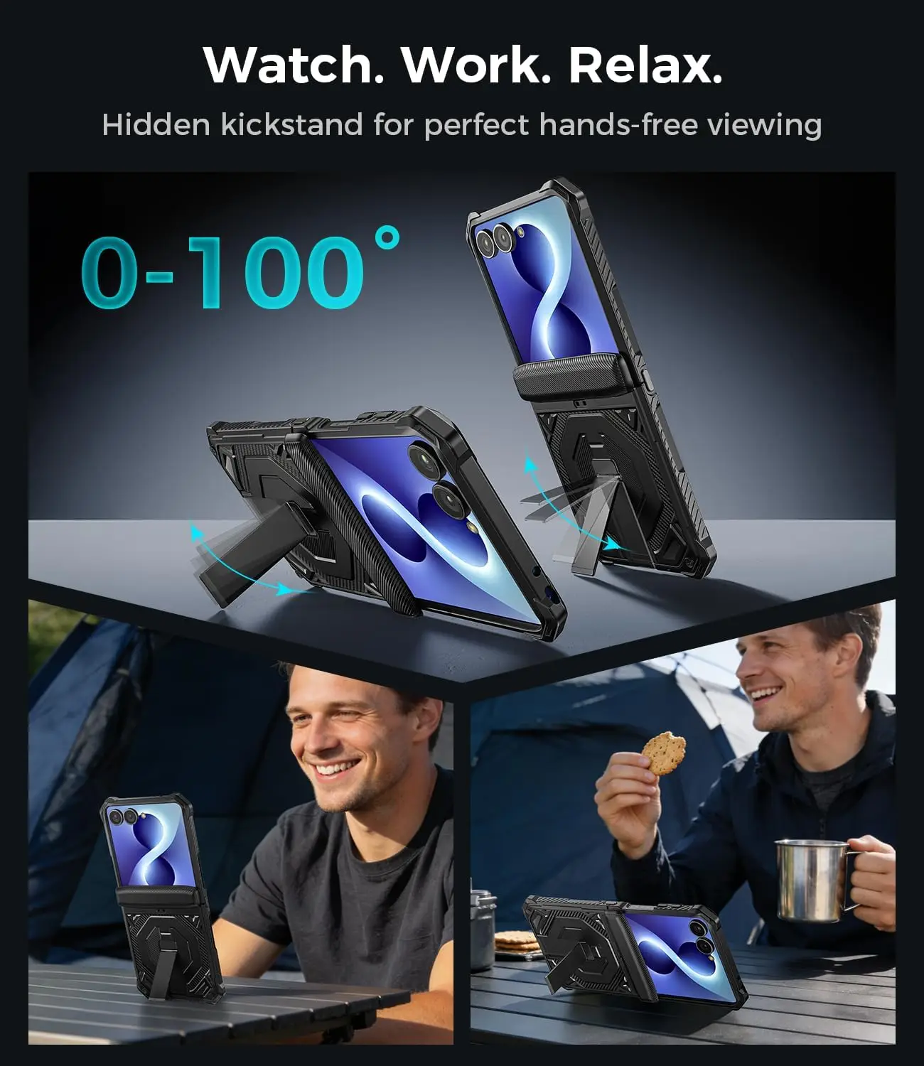 Rugged Shockproof Phone Case with Magnetic Stand and Hinge Protection