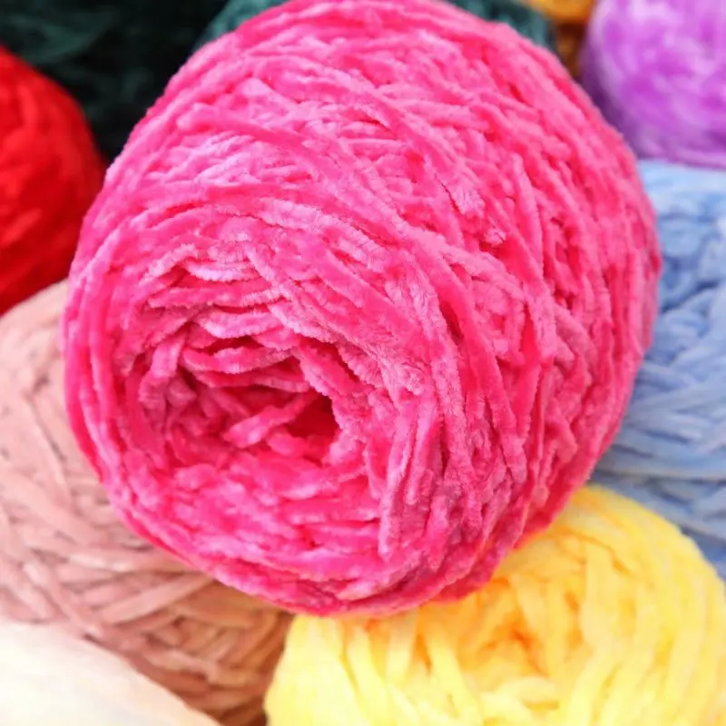 100g/Roll Velvet Yarn Polyester Blended Cotton Chenille Yarn Crochet Hand Knitting Thread For Scarf Sweater DIY Craft 4