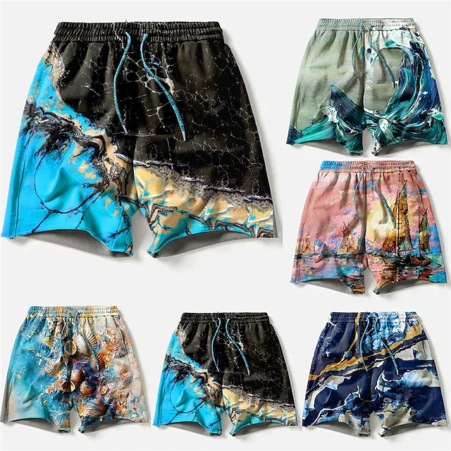 New Men's Board Short Swim Shorts Swim Trunks Drawstring Waves Graphic Prints Boat Quick Drying Casual Holiday Hawaiian Shorts 2