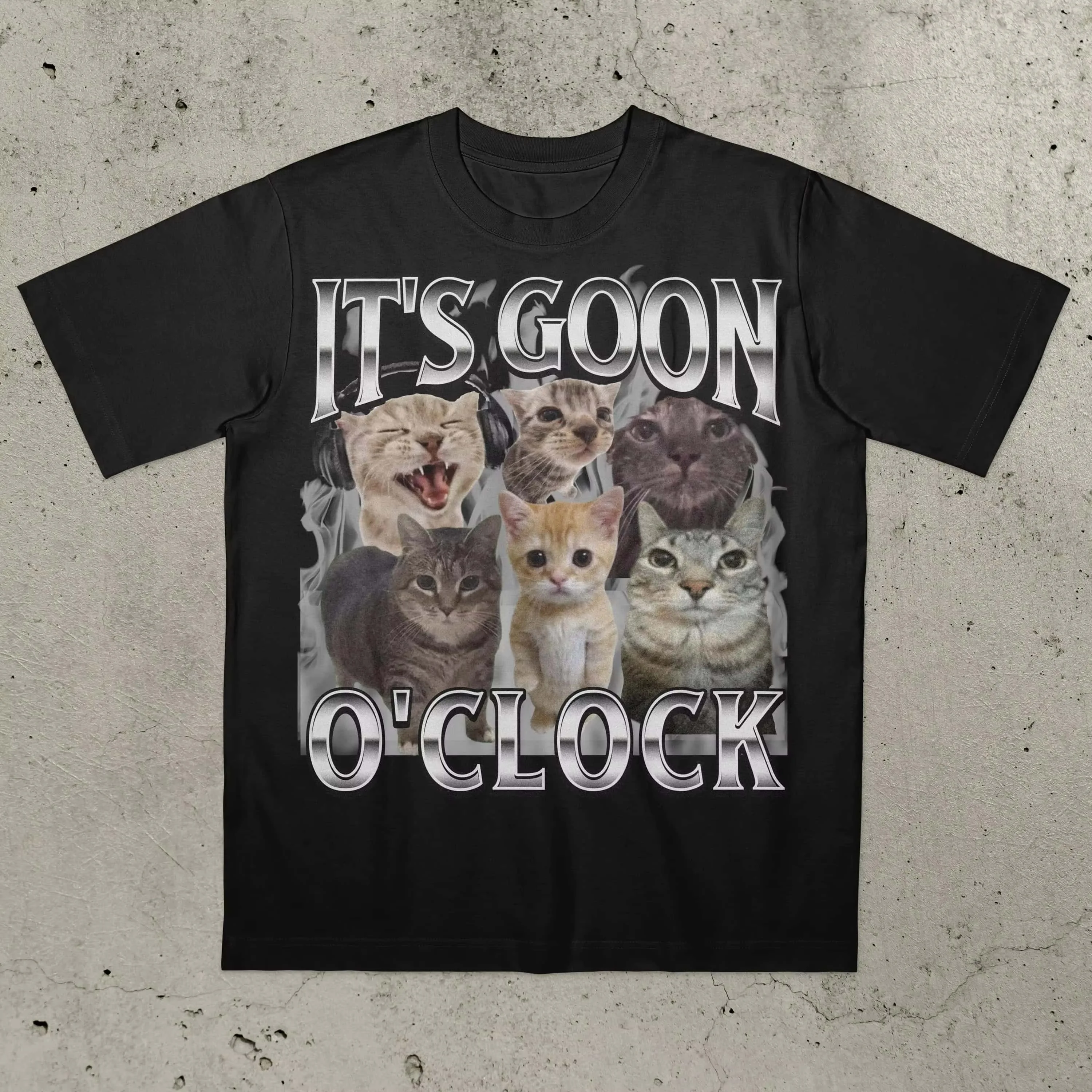 C'est l'heure chat drôle chat T-Shirt ferrique chat chemise Gen Z Gooning Goon jamais abandonné bizarre discount T-Shirt