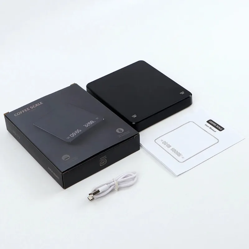 0.1g Precision Digital Coffee Scale - 3kg Capacity with Timer & LED Screen, USB Rechargeable for Espresso/Brewing(Oz/ml/g Units)