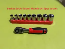 Compact Double - Ended Ratchet Wrench and Screwdriver Tool Set (Socket Set - A)