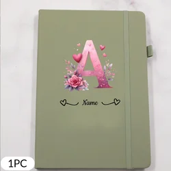 Personalized Floral Alphabet Journal - Elegant Custom Notebook for Women and Special Occasions (Green)