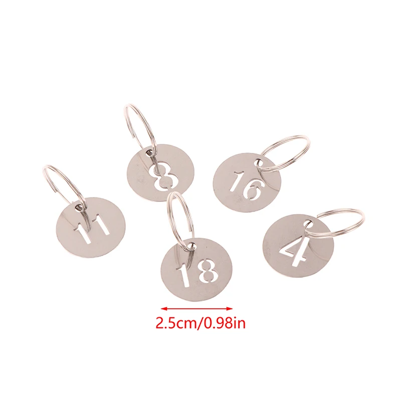 Key Fob Ring Label 20 Pcs Stainless Steel Number Plate Key Label Tags Chain Labels Round Rings Suitcase Identifiers Hanging Keys Numbered