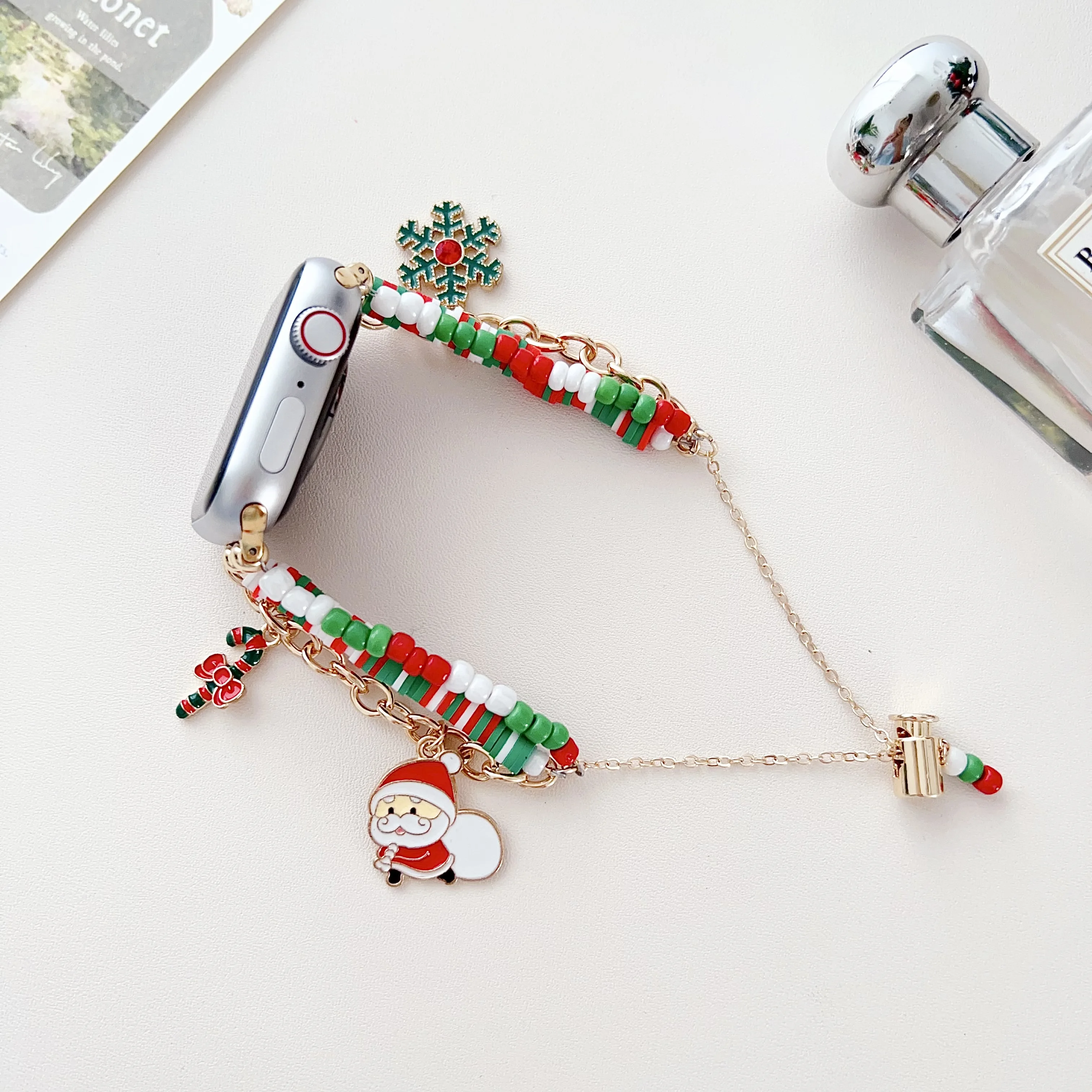 Festive Stainless Steel Holiday Watch Bracelet