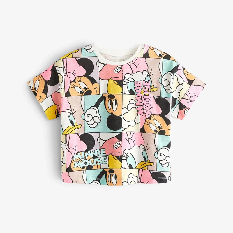 Disney Minnie Girls T-shirt Summer Kids Clothing Loose Fashion Short Sleeve Tops Cartoon T-shirts Children Tees Clothes girls tee shirt girls t shirt t shirt kids t shirt