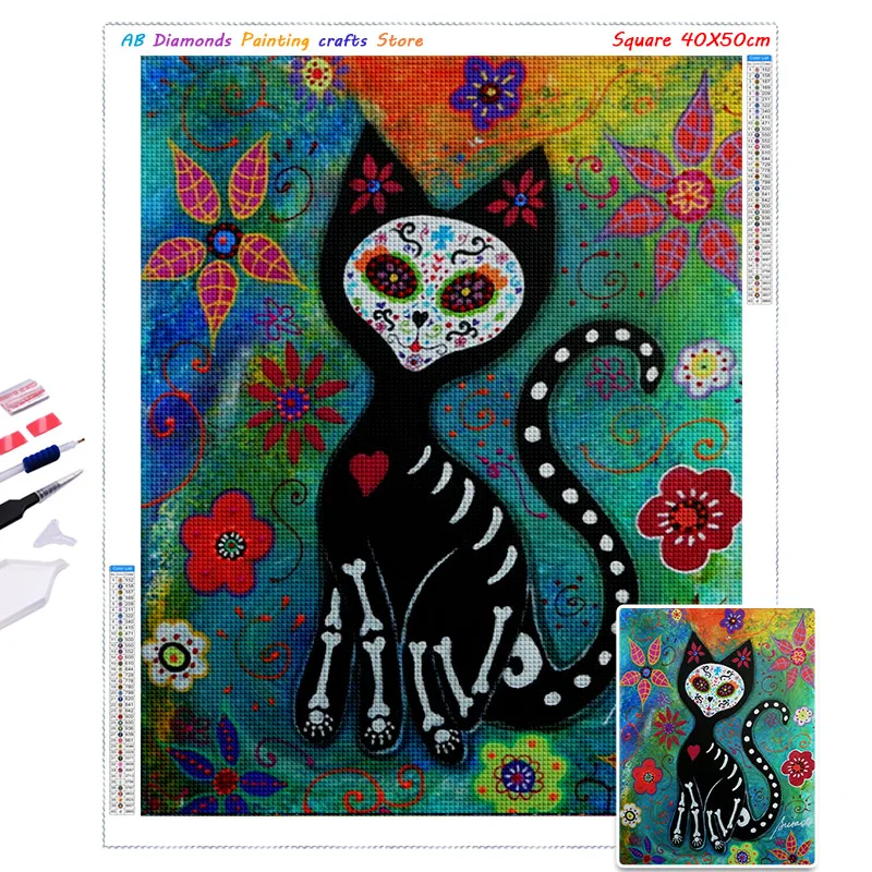 New AB Diamond Painting Cats Multi Color 5D Diy Diamont Embroidery Animal Full Square/Round Mosaic Pictures Home Decoration Gift 