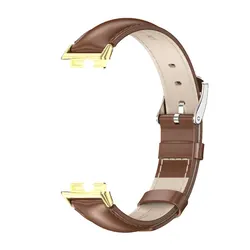 Fashion Leather Watch Strap - Elegant Band Loop for Huawei Band 10 (Brown Gold)