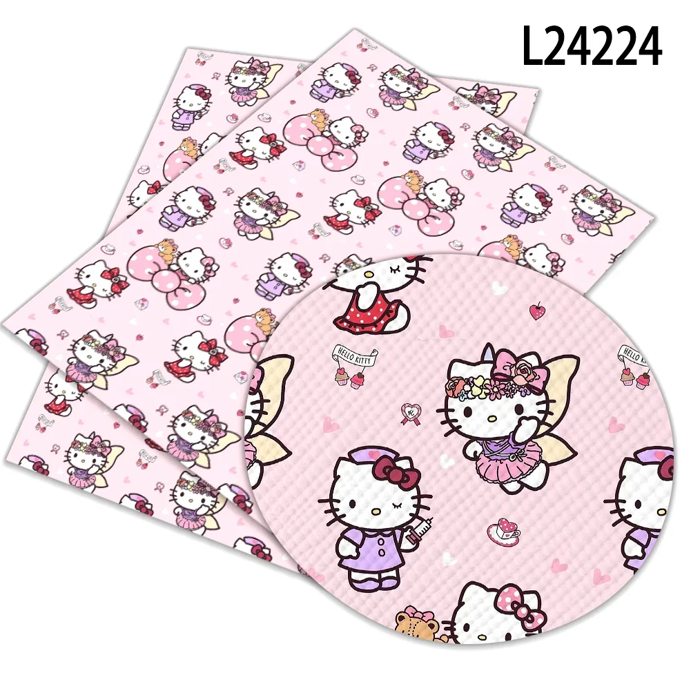 Sanrio Hello Kitty Cartoon Plaid stampato croce ecopelle per borsa fai da te orecchino BowsCraft Making