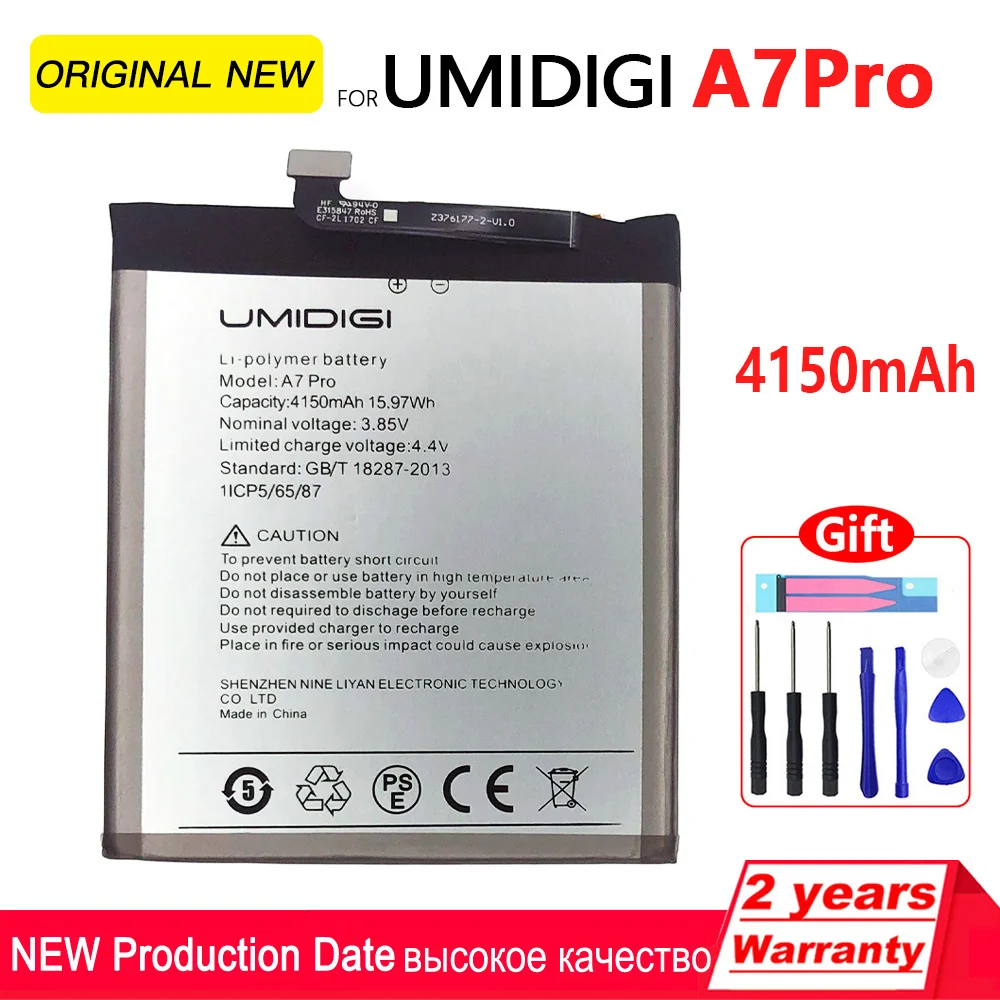 

100% Genuine Original for UMI Umidigi A7 Pro Battery 4150mAh 100% New Replacement Parts Phone Accessory Accumulators With Tools