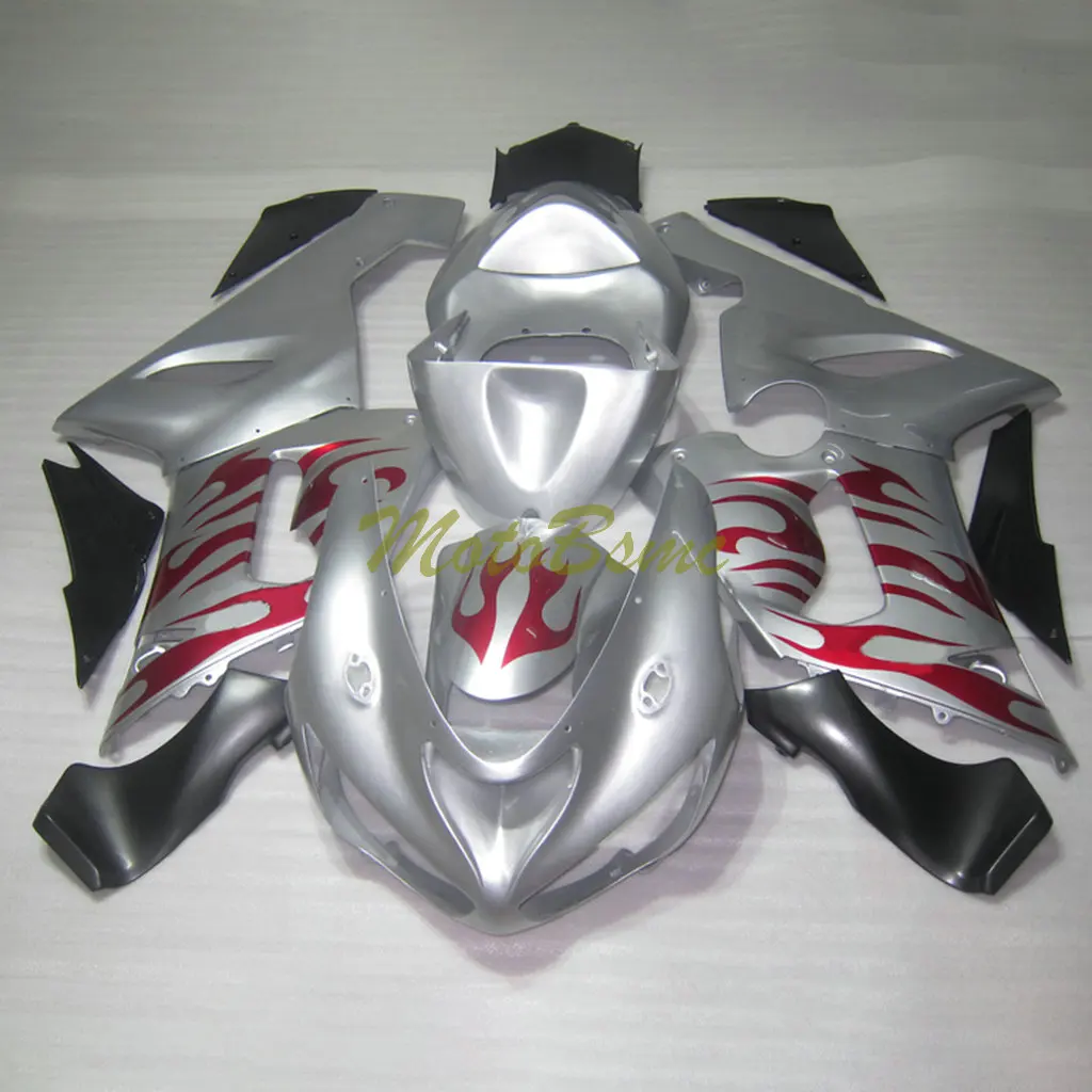 오토바이 페어링 키트, 가와사키 닌자 ZX-6R 05 06 ZX 6R ZX6R 636 2005 2006 플라스틱 쉘 실버 차체 세트