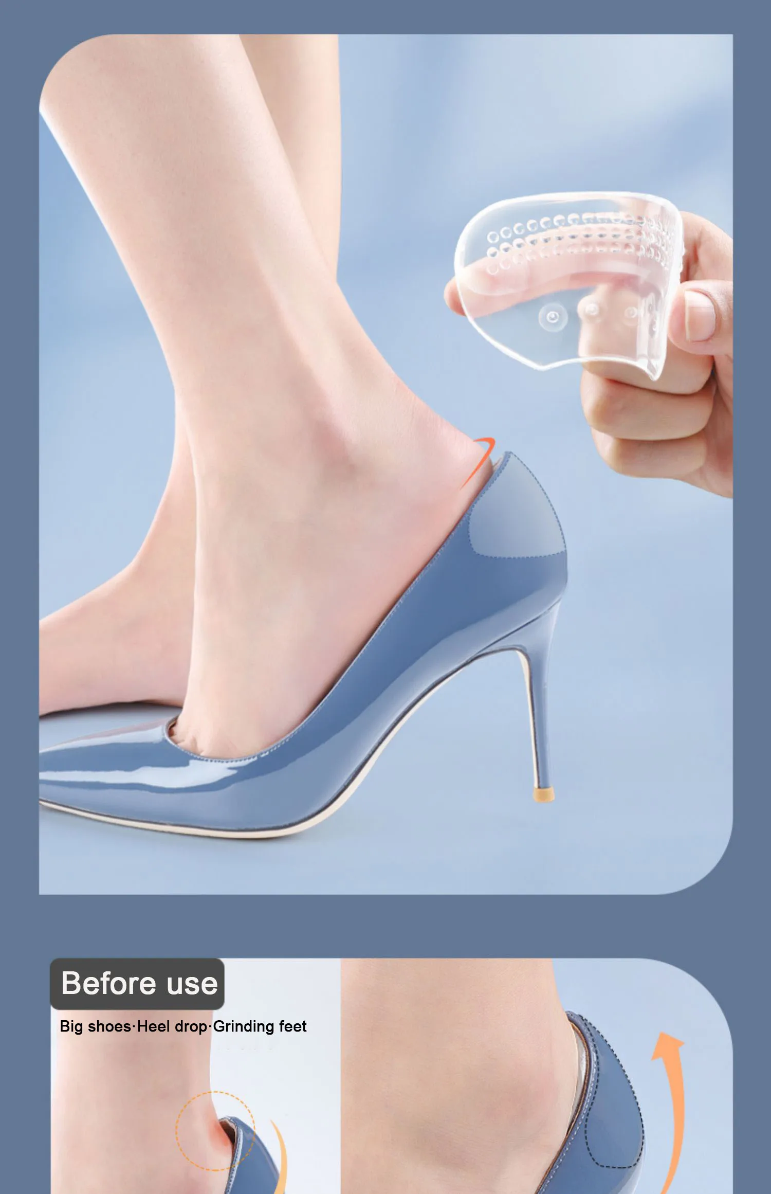 Silikon High Heels Ferse Aufkleber Schutz Turnschuhe Gel Einsätze Ferse Tassen Anti-Rutsch Größe Anpassen Schuh Pads für Anti-verschleiß Fuß Pad – Detail 9
