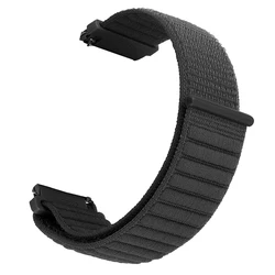 Nylon Hook Loop Strap, 20mm 22mm, Adjustable Sport Band - 20mm Width Band (Coal black)