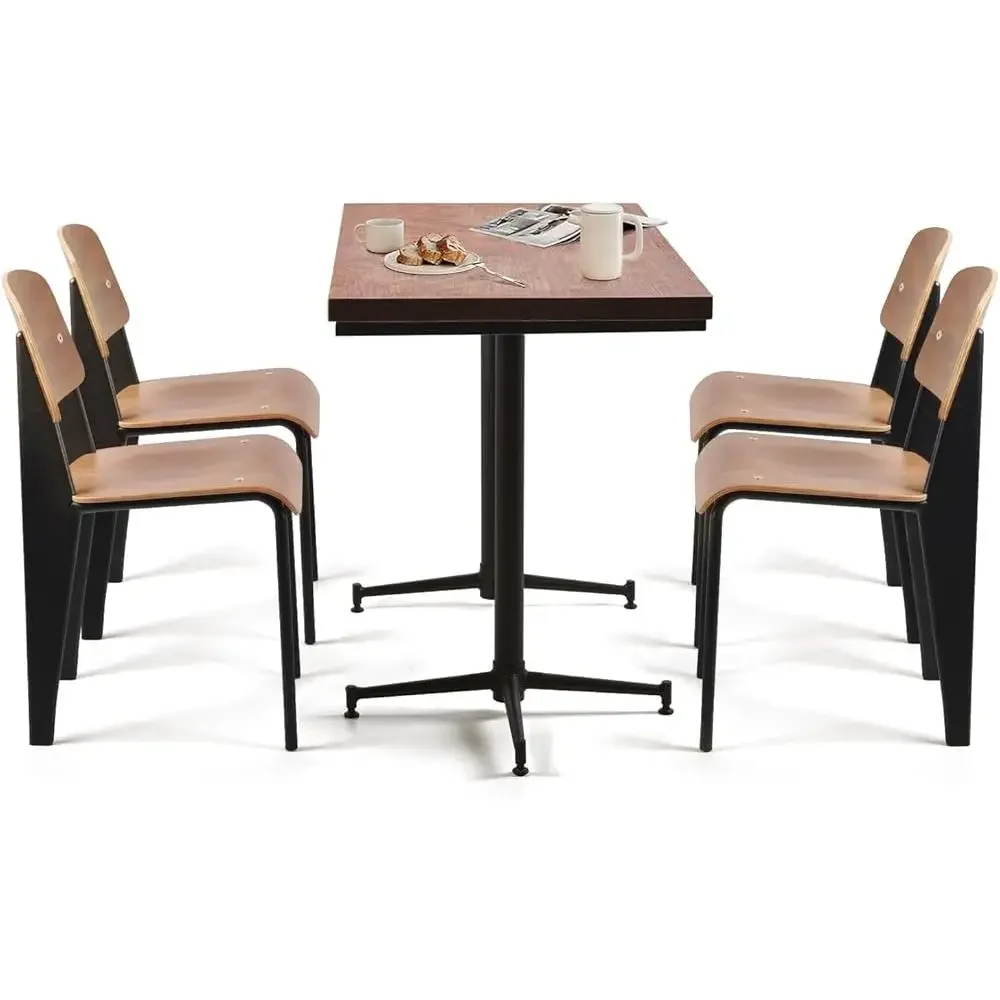 Small Space Dining Table Metal Base Solid Wood Top Kitchen Cafe Bar Counter Height Versatile Table Home Office 4
