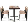 Small Space Dining Table Metal Base Solid Wood Top Kitchen Cafe Bar Counter Height Versatile Table Home Office 4