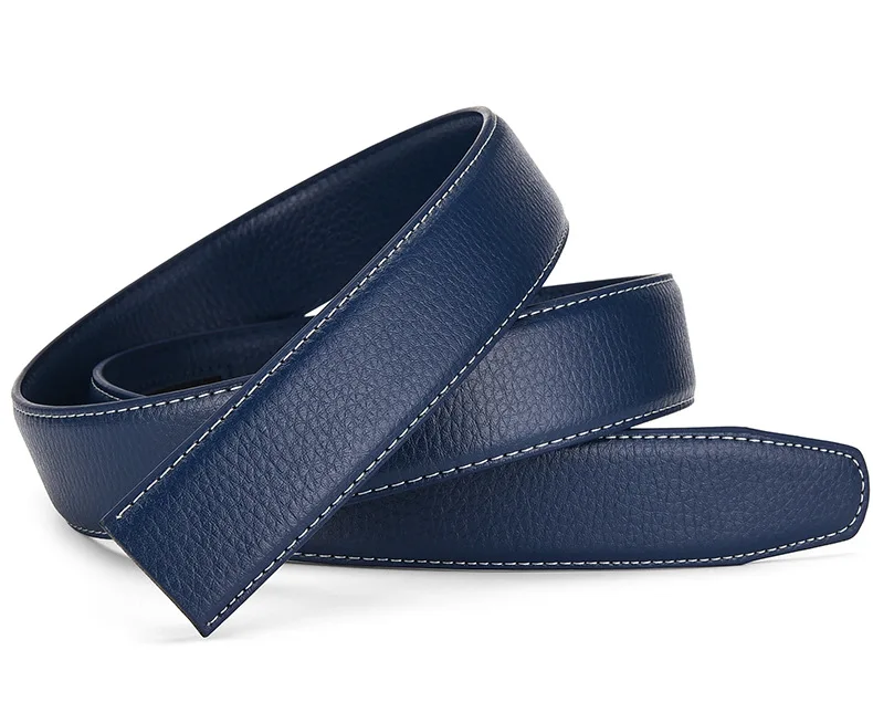 Cowhide Leather (ready Stock) Men's Leather Automatic Waist Band Strap White Belt Without Buckle