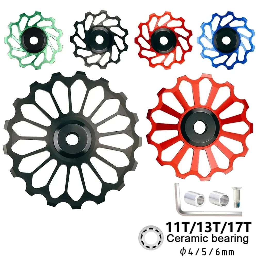 MTB 자전거 후면 변속기 자키 휠, 세라믹 베어링 풀리, CNC 로드 바이크 가이드 롤러, 11T, 13T, 17T, 4mm, 5mm, 6mm