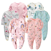 Newborn Footed Pajamas Girl and Boy Romper Long Sleeve Jumpsuit Cotton Solid White 0-12 Clothes Playsuit Baby Romper Jumpsuit 1