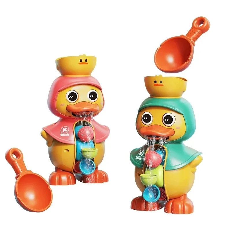 Kids Shower Bath Toys Cute Duck Bathtub Toys for Toddlers 1-4 Years Old with Rotating Water Wheels Bathroom Power Suction Water 5