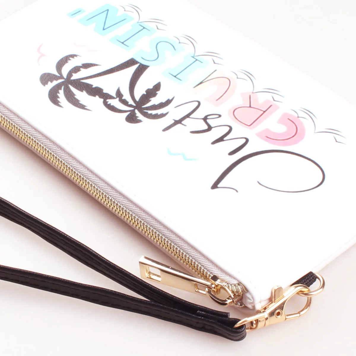 Coconut Tree Letter Printing wallet,Fashion wrist makeup bag, zero wallet, mobile phone bag