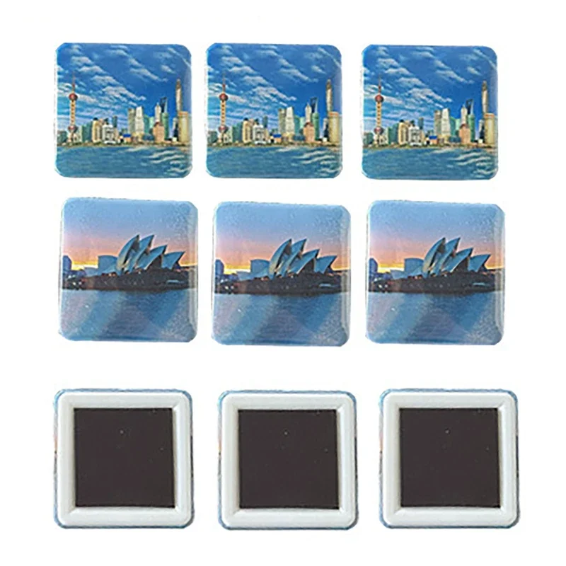 50Sets 50x50mm Square Magnets Refrigerator Badge DIY Making Parts for Home Refrigerator Decoration DIY Art Magnets Pin Button