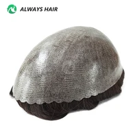 0.12-0.14mm PU hommes toupet pleine épaisseur peau indien cheveux humains hommes capillaire prothèse 130% densité perruque homme 2