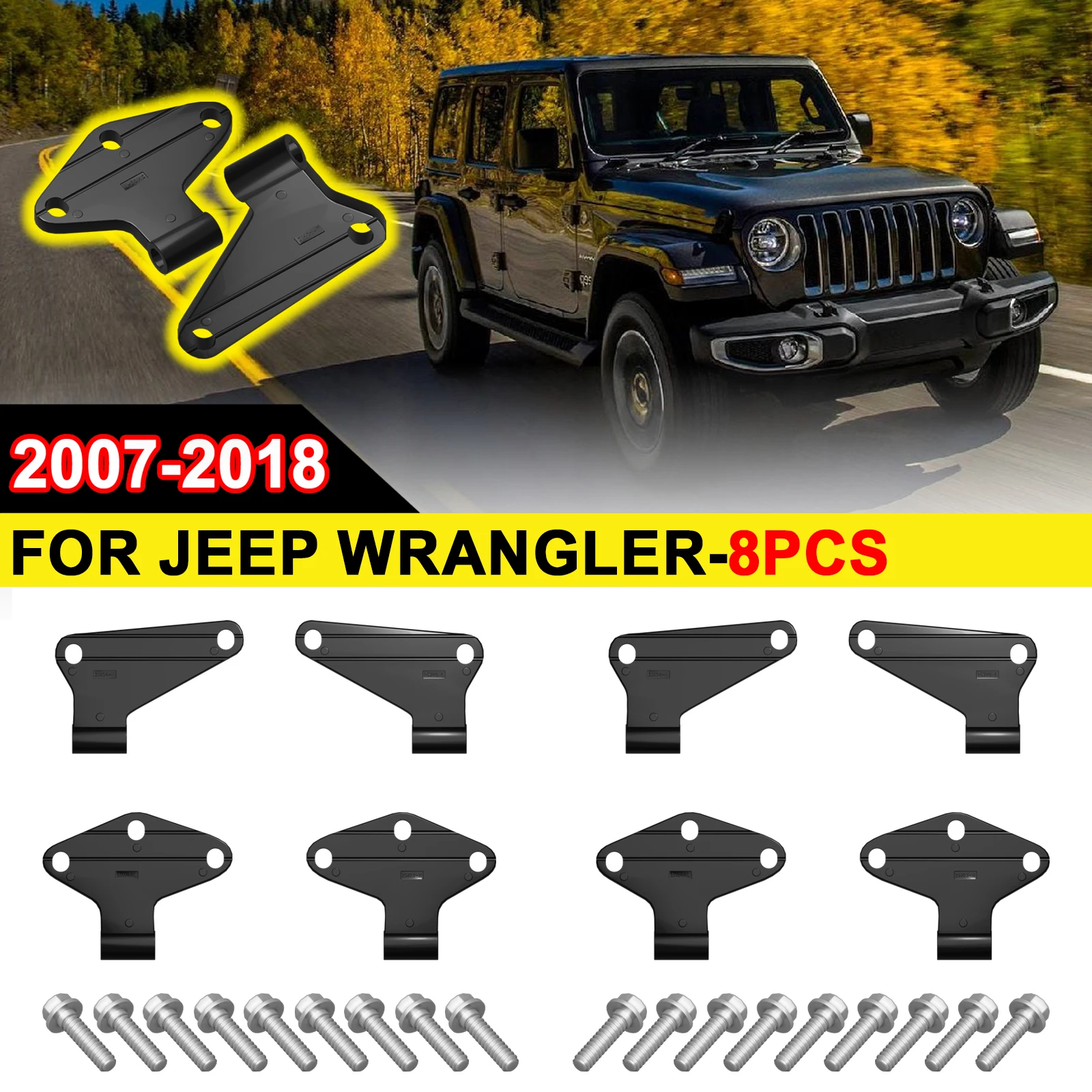 Tornillo de bisagra de puerta compatible con Jeep Wrangler JK JKU JL JLU Gladiator JT 2007-2023