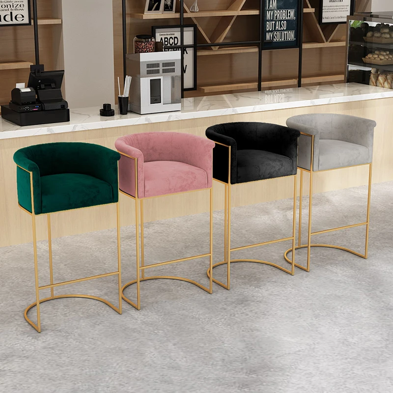 

High Bar Chair Kitchen Bar Chairs Velvet Gold Stool Modern Luxury Relaxing Bar Stool Metal Armchair Sedie Nordic Furniture