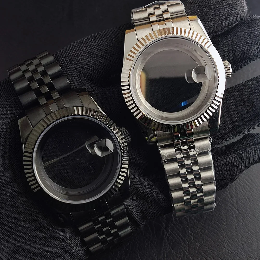 Sapphire Glass Transparent Back Watch Case in Gold, Black, Silver, Rose Gold