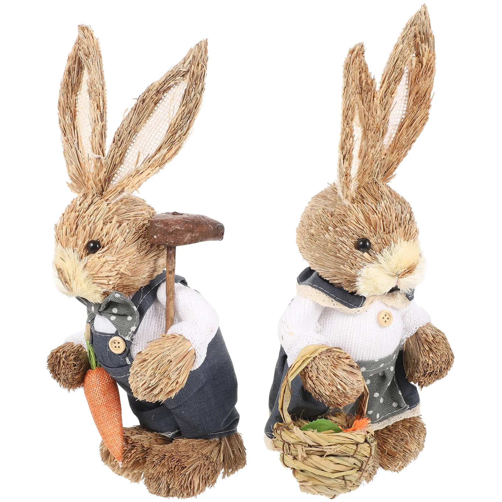 

Bunny Easter Hand Woven Bunny Statues Straw Baskets Bunny Statues Ornament Festival Party Garden Decoration