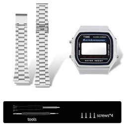Enhanced Stainless Steel Case for Casio Small Square Watches - Upgraded Black/Gold/Silver Watch Accessory (Silver set - G3)