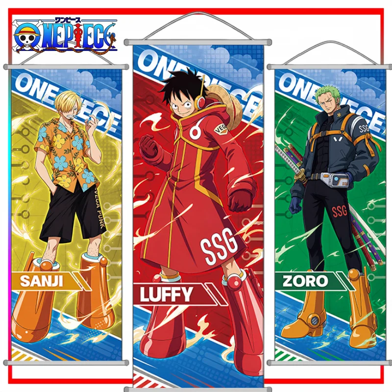 ONE PIECE Lange Wandrolle Hängendes Gemälde Cartoon Monkey D. Luffy Poster Wanddekoration Abdeckung für Unvollkommenheiten Anime-Merchandise