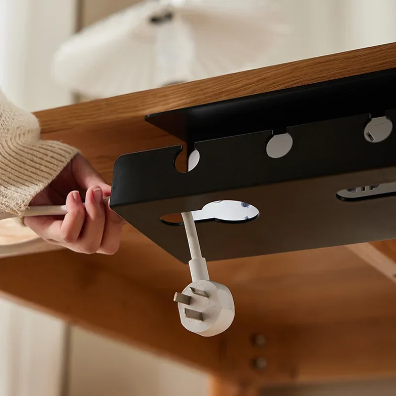 Under Desk Cable Organizer Rack Socket Cord Fixed Storage Slot Computer Desk Plug Fixing No Punching