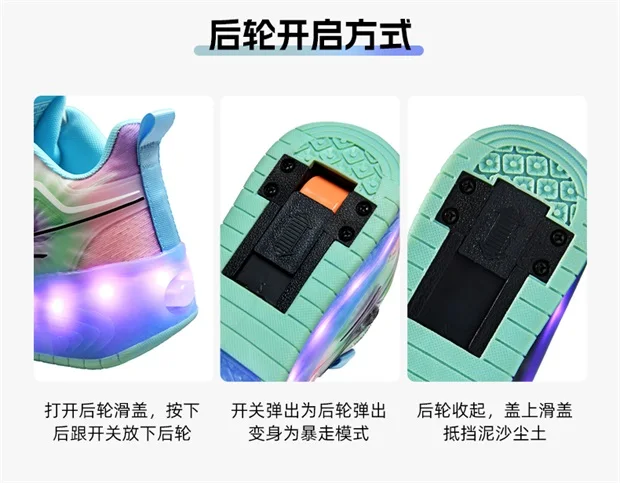 Scarpe Con Luci LED E Ruote Retrattili - Pattini Per Bambini Taglia 29 EU | Con Ricarica USB - Foto 6