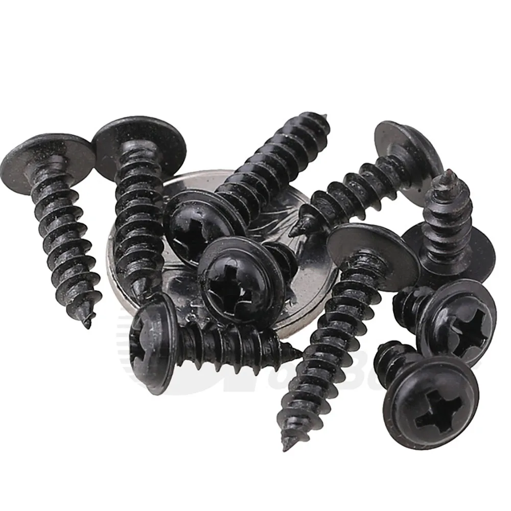 50/100/200Pcs Viti Autofilettanti Phillips M1.2 M1.4 M1.7 M2 M2.3 M2.6 M3 M4 Mini Bulloni A Testa Tonda A Croce In Acciaio Nero Con Rondella