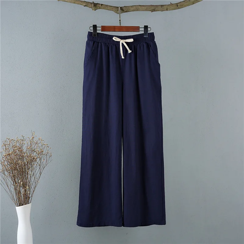 Cotton and linen wide leg pants for women summer 2021 new high waist loose straight pants slim casual pants for women nike capri