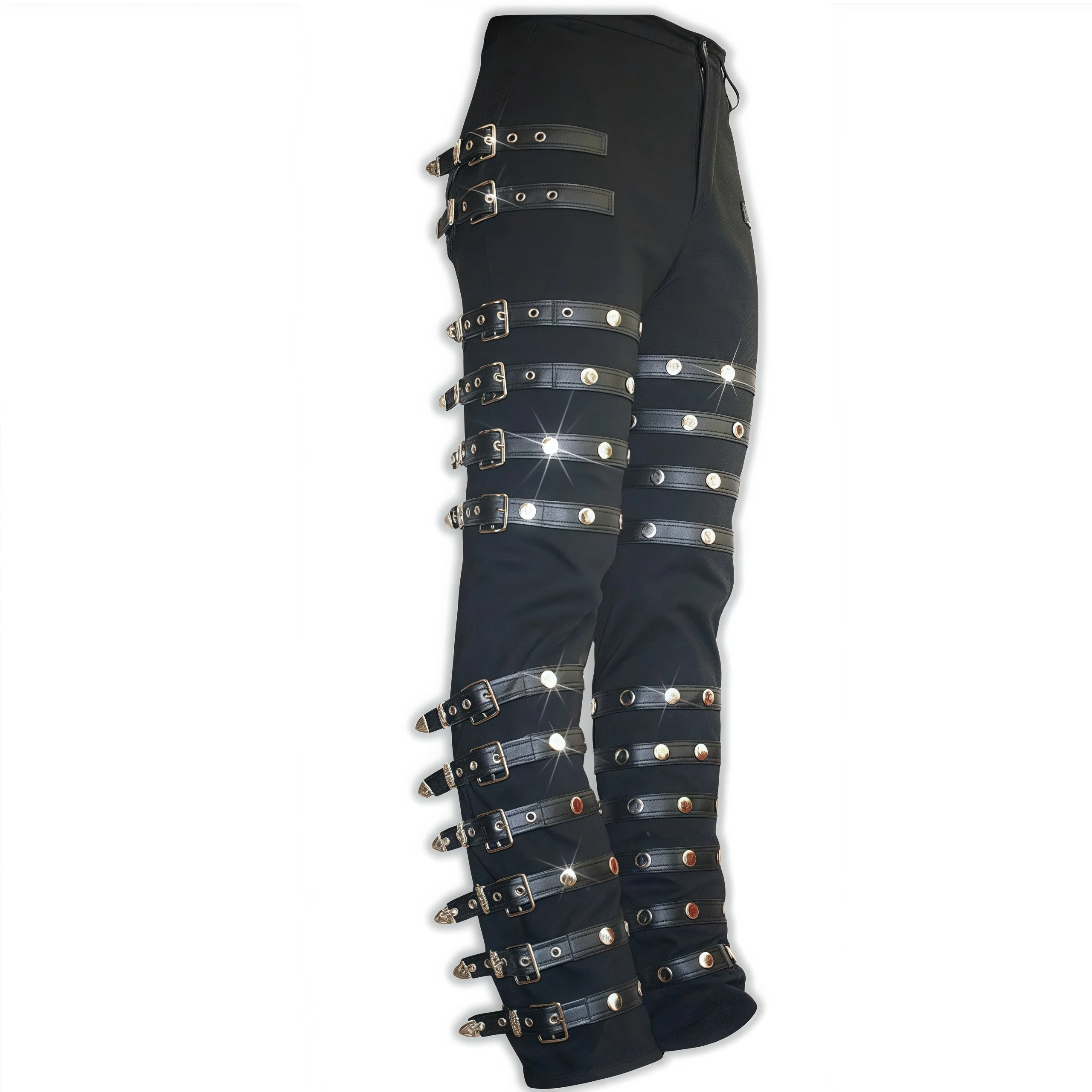 Role Player Rivet Trousers Pants for Michael Jackson BAD PUNK Black Silm Fit Show Rock Halloween Costumes