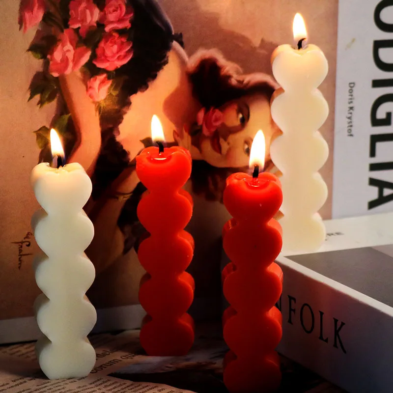 Candle Mold 5 Cavity silicone mold,silicone candle mold,aromatherapy candle mold,silicone candle molds,candle mold Love Heart DIY Aromatherapy Plaster Silicone Mold Home Decor Ornament Handmade Candle Making Resin Molds