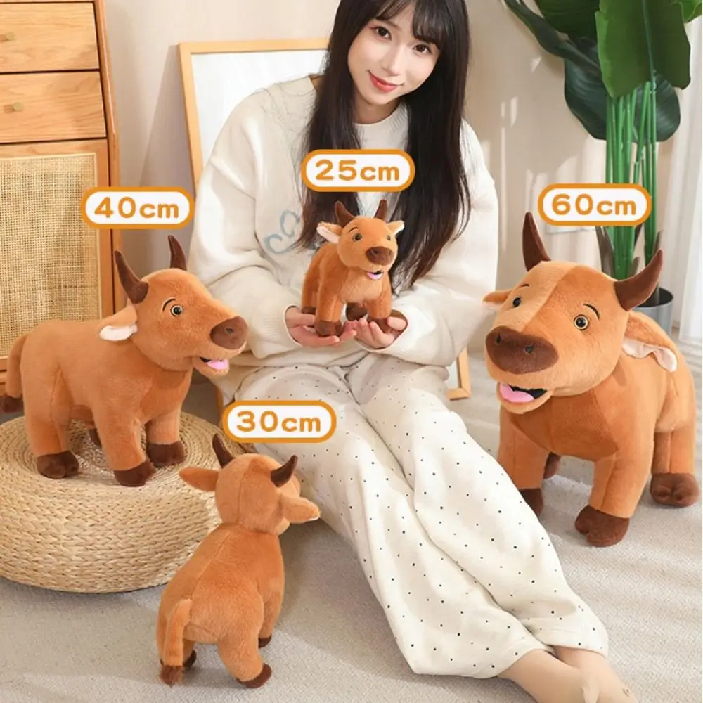 Stuffed Bull Cattle Animal Plush Doll ReaListic Simulation Scalper Bull Plush Toys Fluffy Soft Ox Cattle Stuffed Dolls Christmas