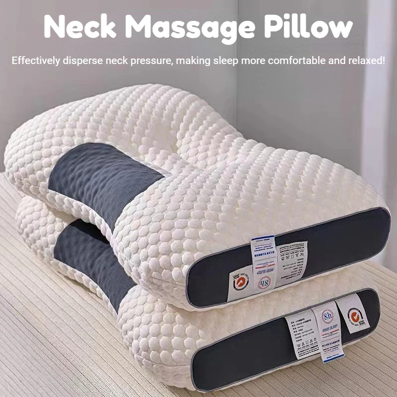 

New 3D SPA Massage Pillow Antibacterial Anti-Mite Pillow Neck Chiropractic Traction Device For Pain Relief Bedding Help Sleep