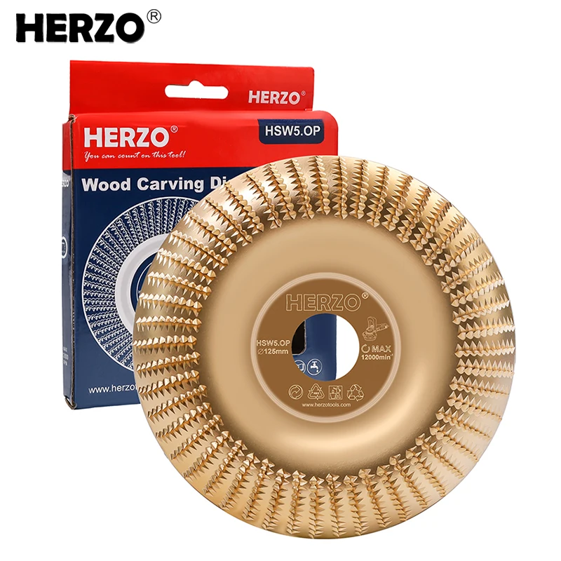 HERZO 125mm Sanding Carving Disc Woodworking Angle Grinder Wheel Abrasive Rotary Tool for Wood Grinding super angle grinder cutting iron sheet wooden metal cutting diamond grinding wheel cutting blade opening polishing wood tool diy