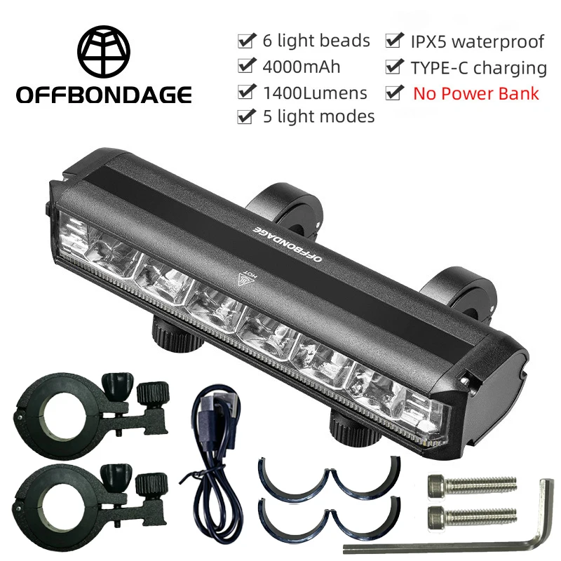 OFFBONDAGE Bicycle Light Front Bike Light Waterproof Flashlight USB Charging MTB Road Cycling Lamp Accessories