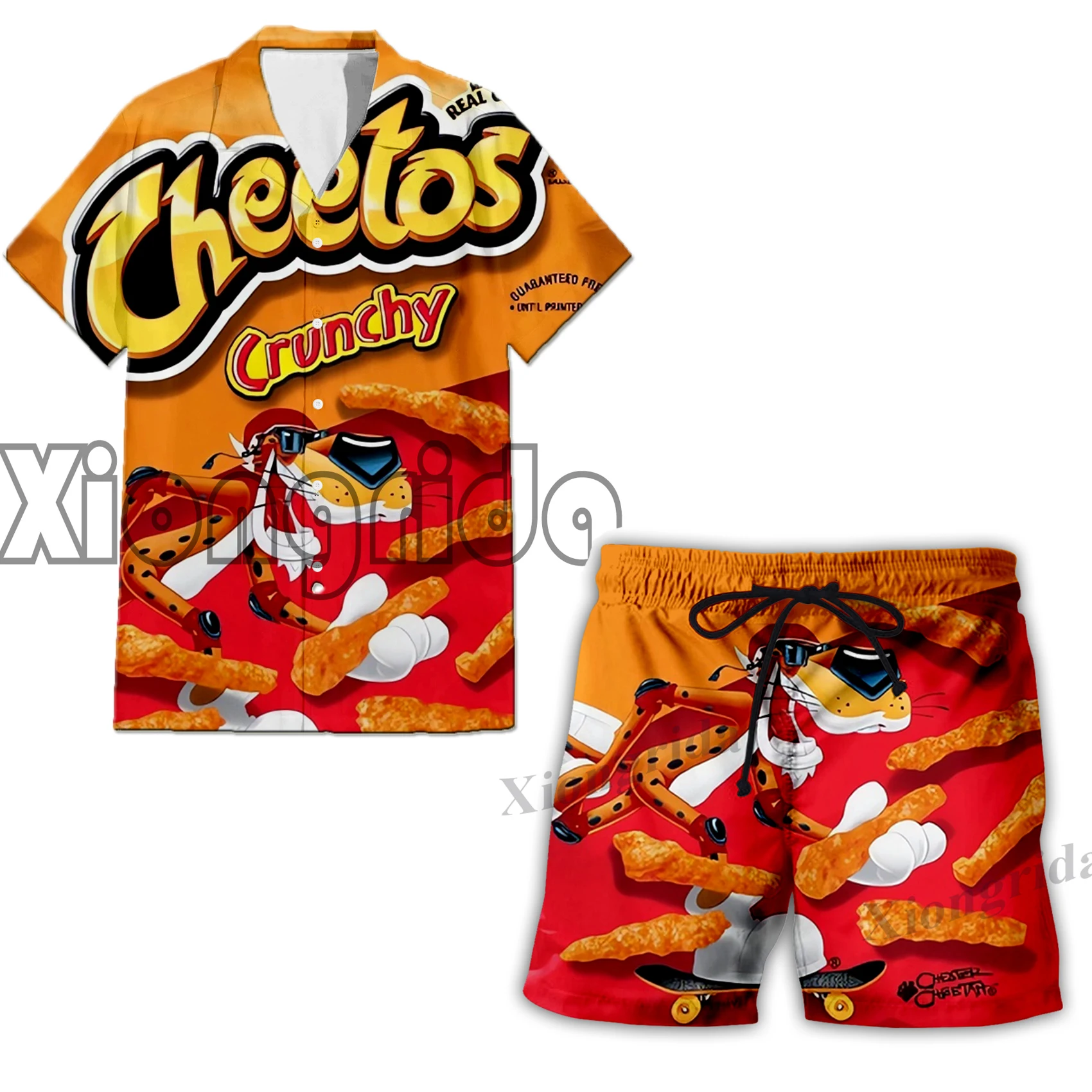 Novelty Cheetos Food Puffs Clothes Set 3D Printed Sweatpants Pants Shorts Hoodies Shirts T shirts Sweatshirts Men Tracksuits New 2