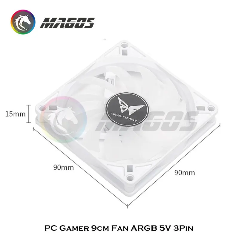 Gabinete pc Ventilador Argb Suporte Fino 5v 3pin Argb Mais 4pin Controle Pwm Preto Branco 9cm Ultrafinos 9015 9025 15 mm 25 mm - Imagem 3