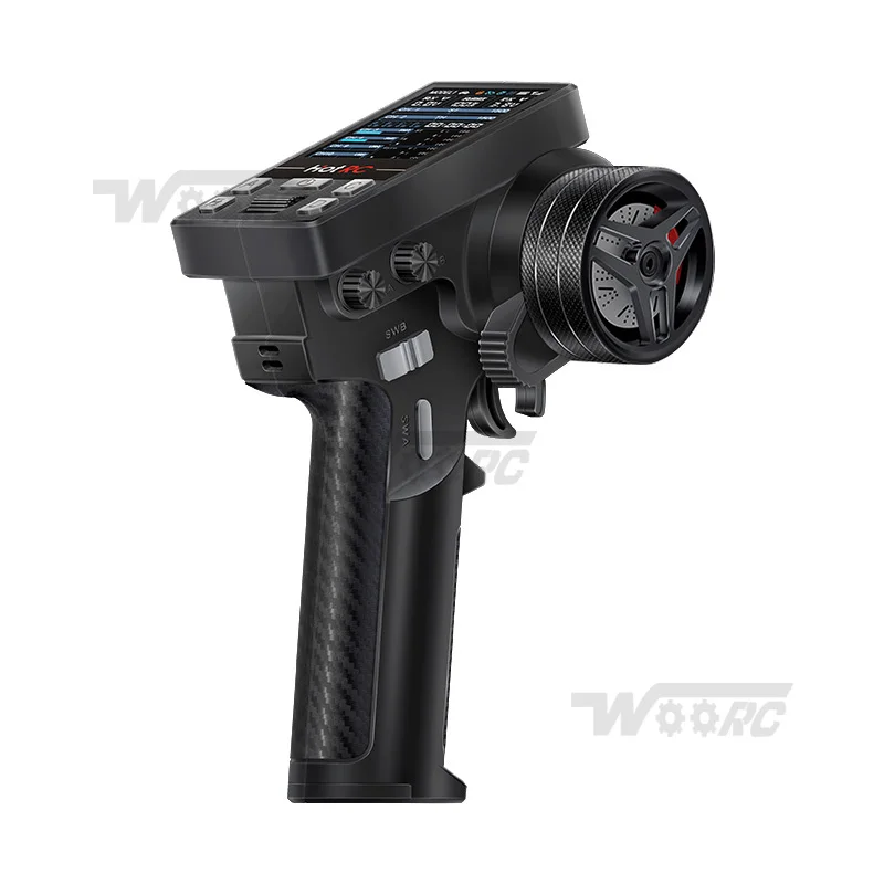 Récepteur RC 10CH TR F-01A installé dans une voiture RC, câbles branchés
