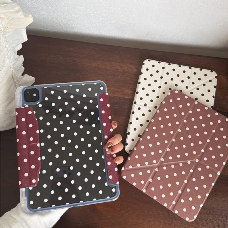 Korean INS Polka Dots Minimalist Tablet Case - Stylish and Modern Design